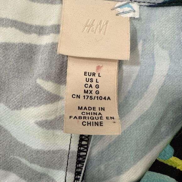 H M Dress Womens L Short Kaftan Multi Tropical Parrot Belted Vacation Resort - Picture 11 of 12